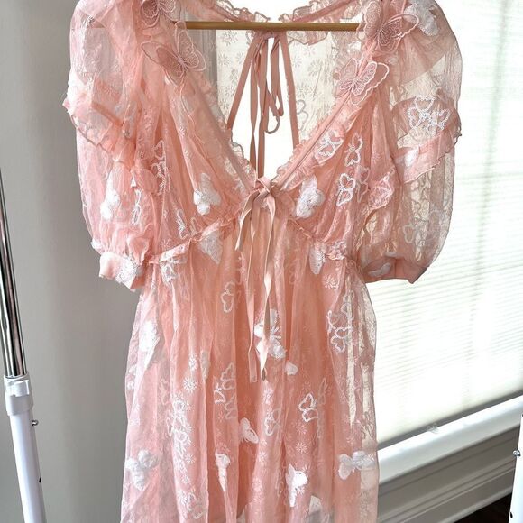 For Love And Lemons Shari Lace Mini Pale Pink Size Small NWT - Picture 5 of 14